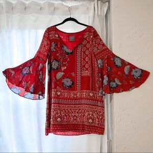 Anthropologie Vanessa Virginia “Isabella” bell sleeve shift dress